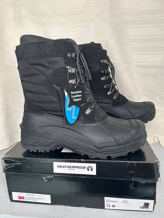 Weatherproof Badger II Waterproof Winter Boots Black Mens Size 13M